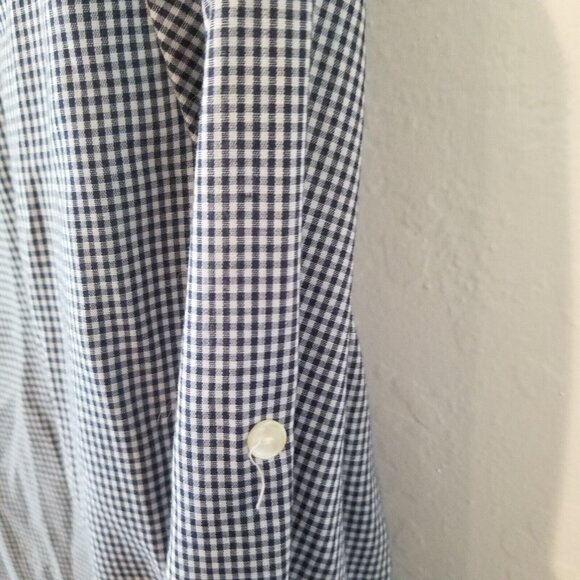 Ms. Paquette Women's 3/4 Sleeves Placket Shirt Gingham Small Blue Casual Blouse - Picture 8 of 8